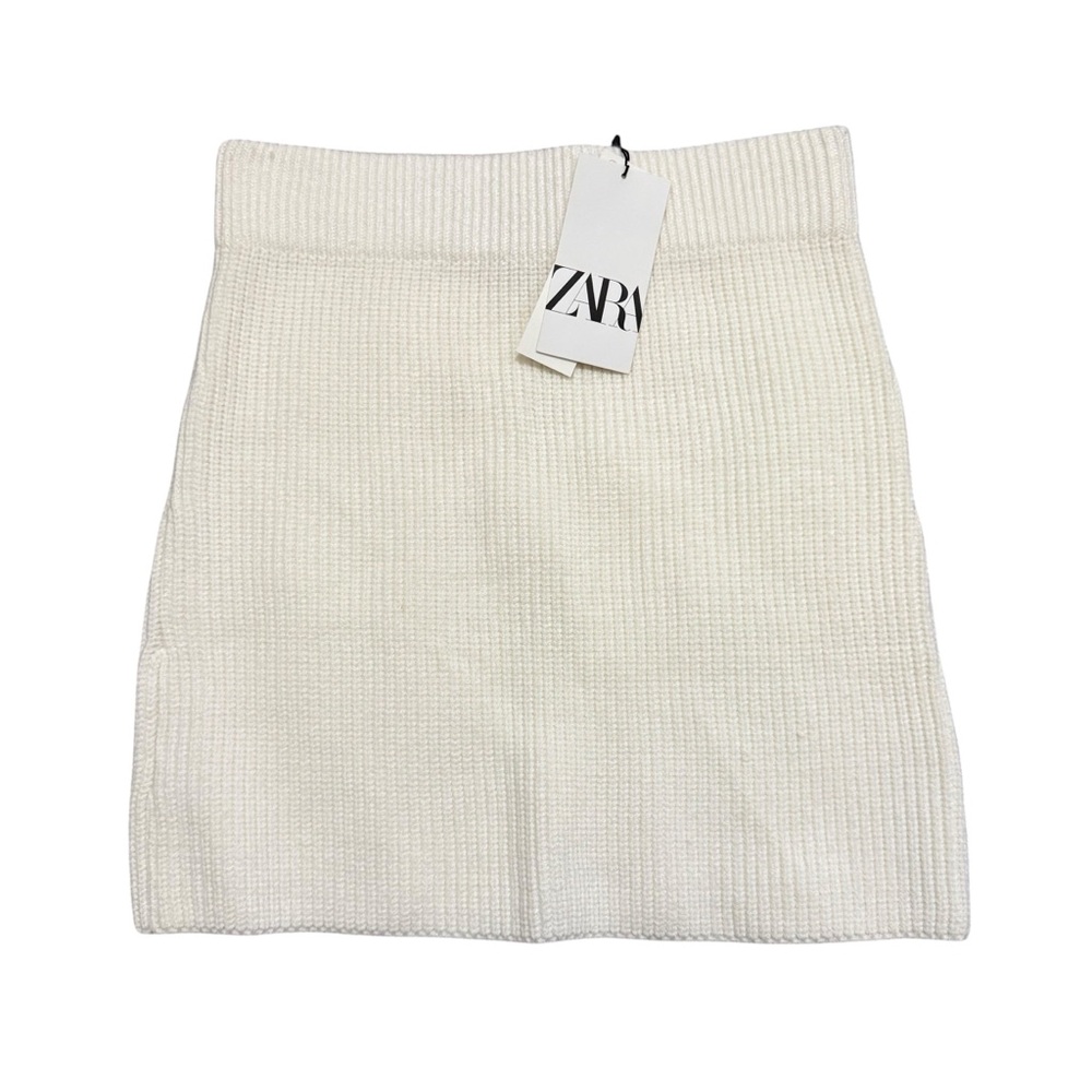 NWT Zara White Cable Knit Skirt Womens Medium